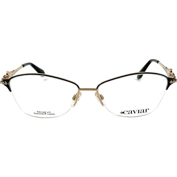 Caviar M5659 Womens Eyeglass Frame C24 Black w Clear Crystals